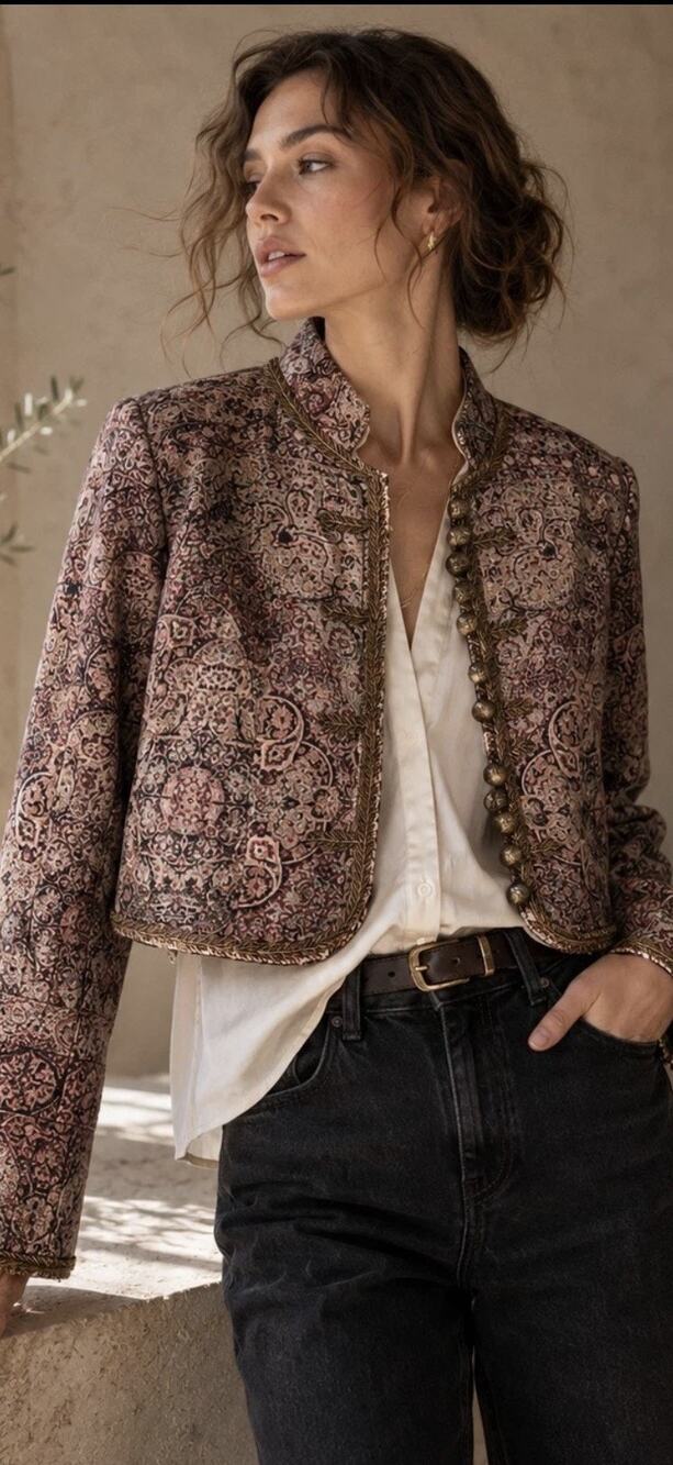 Soft Surroundings Icon Velvet Bolero Jacket S Tapestry Paisley Boho NWT Bolero